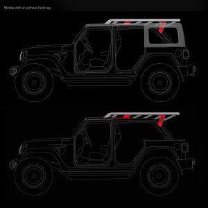 Jeep Wrangler JLU Roof Rack Accessory - Go Rhino - SRM Roll Bar Mount Kit - Textured Black - `19-`22